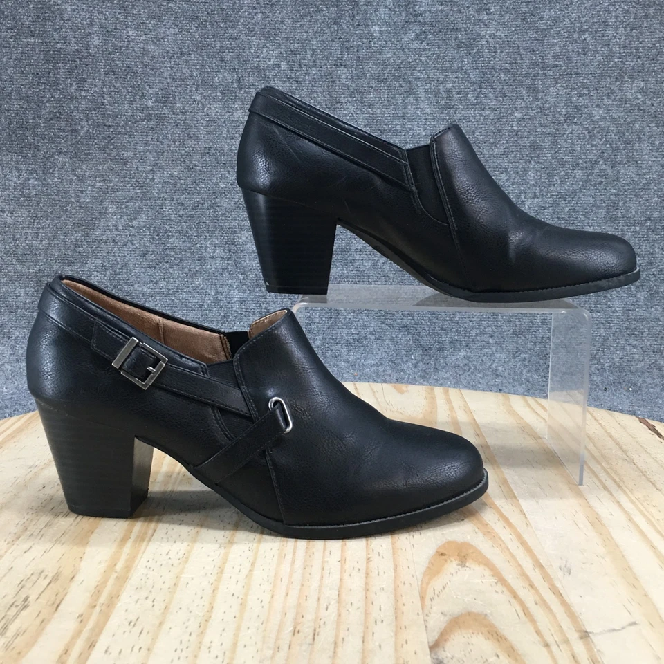 LifeStride Botas Mujer 10 M Negras Jenson Botines Cuero Tacones Hebilla Foto 2 de 4