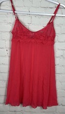 Victoria  s Secret pink Chemise Slip Night Gown lace sheer empire, sz S GUC