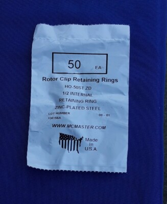Rotor Clip 1/2'' Bore Diam. Zinc Plated Internal Snap Retaining Rings Quantity 50