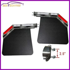Semi Truck Angled Stainless Steel Spring Loaded Mudflap Hanger Kit 2.5"& Mudflap