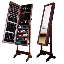 Jewelry Armoire Cabinet Free Standing Storage Organizer with Full Length Mirror