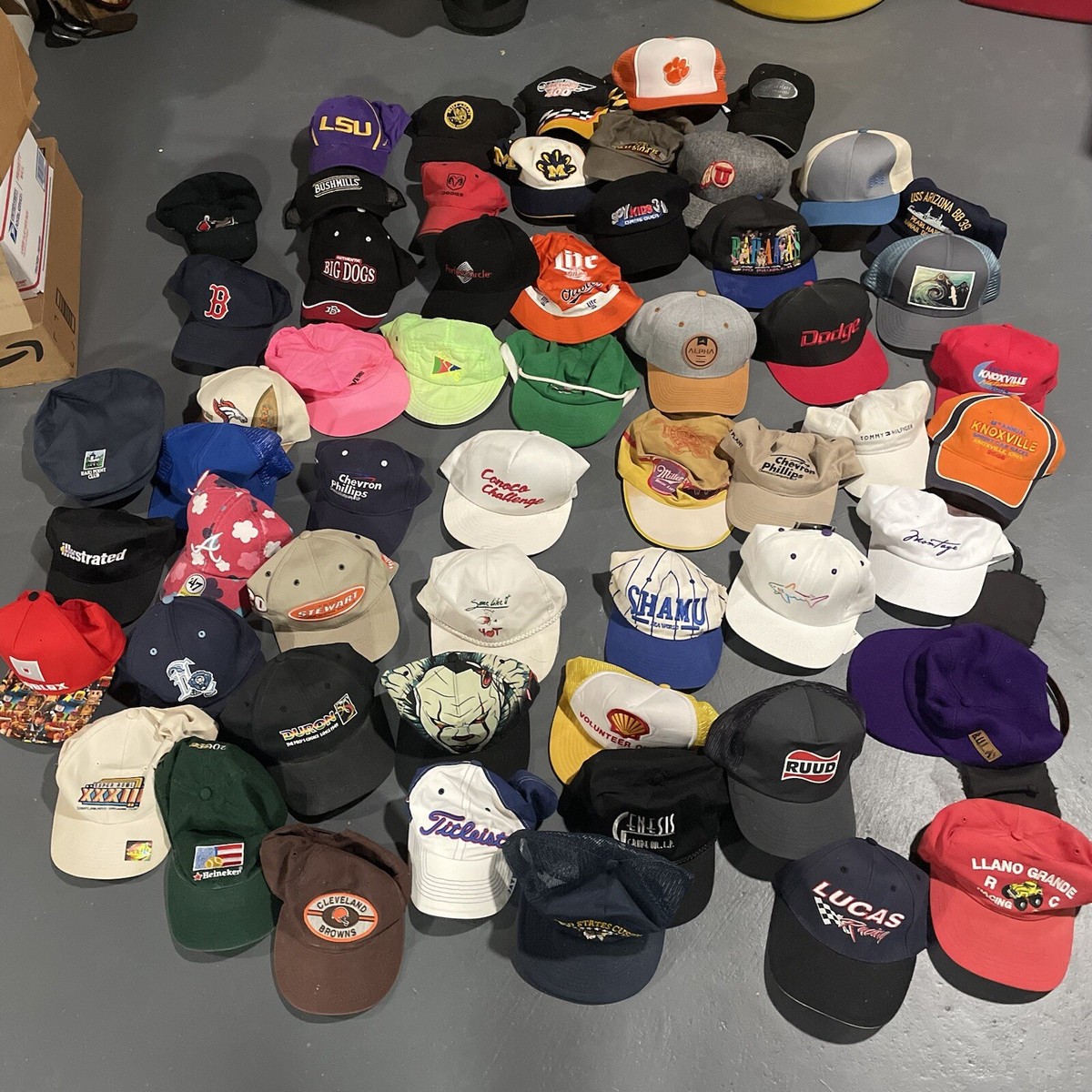 Hat Lot Mix Of New And Used Adjustable Sports - Racing 