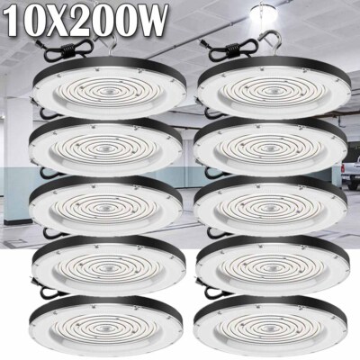10 Pack 200W UFO Led High Bay Light Commercial Industrial Warehouse Shop Lights