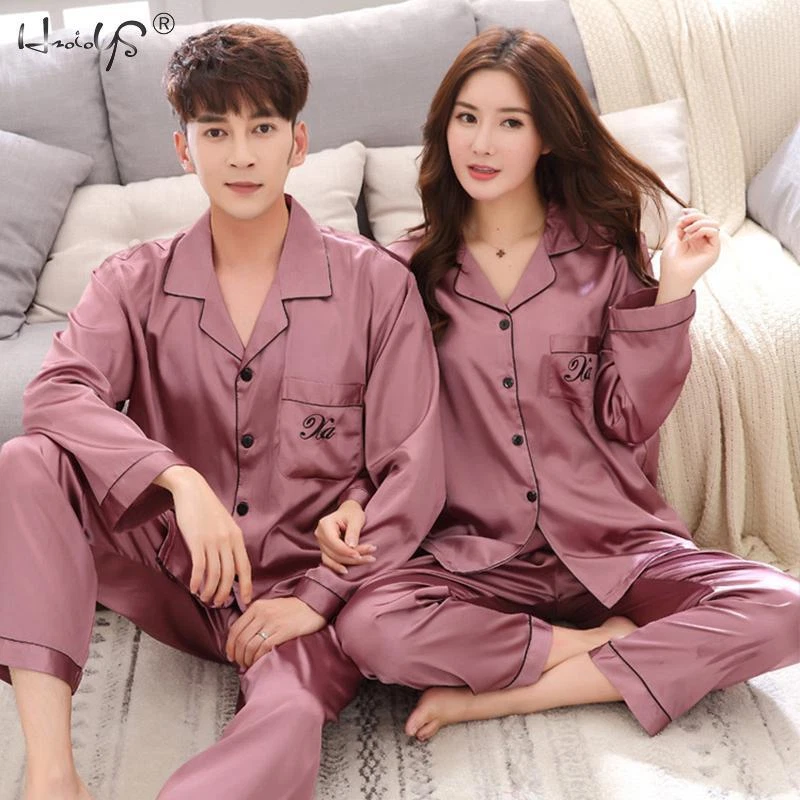 Luxury Pajama suit Satin Silk Pajamas Sets Couple Sleepwear Family Pijama