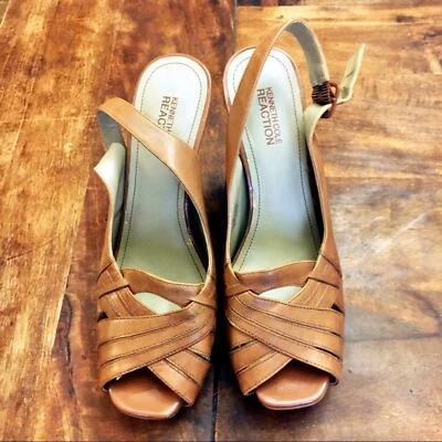 Talons Kenneth Cole Reaction Cuir Marron - Taille 8,5 US - Hauteur 4,5 Pouces