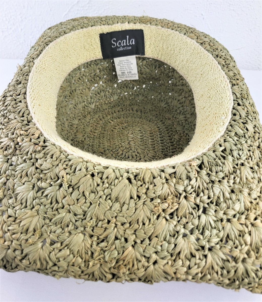 Womens Scala Straw Sun Hat Pretty Green Beach Natural Fibers  display picture 2
