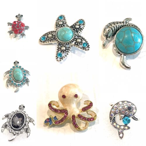 Nautical Ocean Fish Turtle Tropical Animal Snap Charms 18-20mm  - Picture 1 of 84