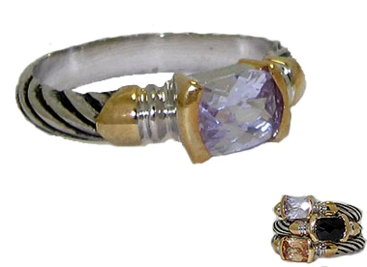 Cz Cable Anillo Apilar Cristal Lavanda Morado Oro Blanco 18kt Amarillo 5 7 8 9 - Imagen 2 de 4