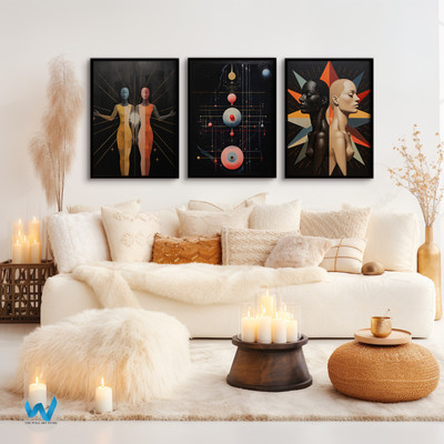 Cosmic Abstract Art Poster - Astral Space Wall Art 3er Set - Gerahmt &...