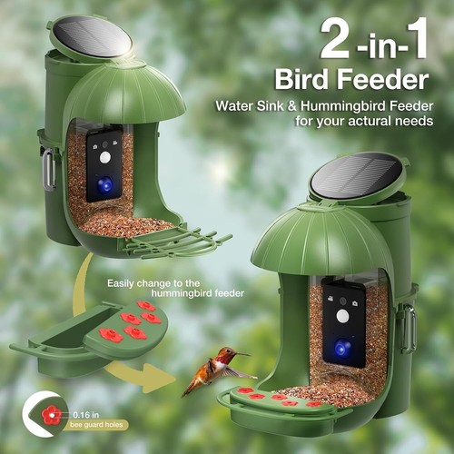 Vogelfutterspender mit Kamera | Vogelhaus Kamera mit Solar | Futterstationen DE - Bild 3 von 19