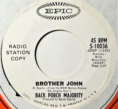 Back Porch Majority Brother John / Honey .. Folk NM/EX DJ 45 7'' Vinyl -Coupons!