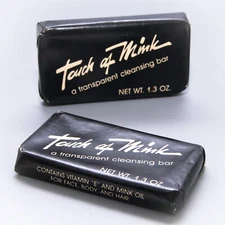 Vtg TOUCH OF MINK 1.3 oz Bar Soap x2 | Transparent | Dermac Mfg. / Salem Oregon