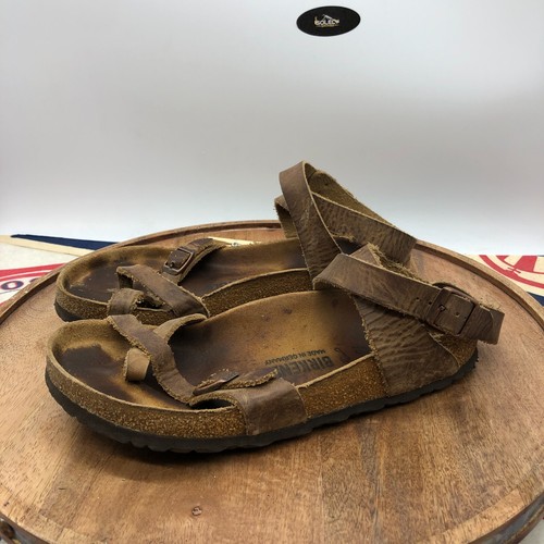 Birkenstock Yara Habana Brown Oiled Leather Sandals Ankle Strap Size 39 US 8 Reg - Picture 3 of 8