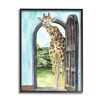 Giraffe Through Doorway Safari Animal Portrait, Design by George Dyachenko Bl...