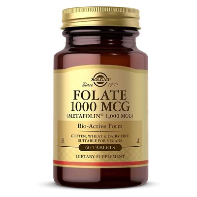 Solgar Folate 1000 mcg Metafolin 1000 mcg 60 Tablets