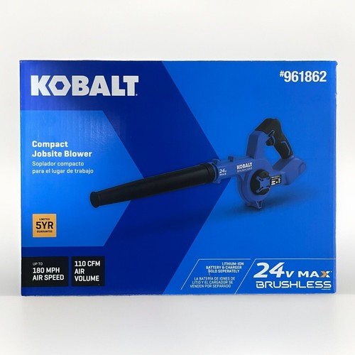 Kobalt 24V Max Cordless Jobsite Blower (Bare Tool) - Brushless Motor, Up To 180 MPH, Includes Air Mattress Adapter, 5-Year Warranty
