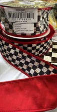 MacKenzie Childs 1 Roll Courtly  Check Wired Ribbon Red  2.5”wide-10yards Roll