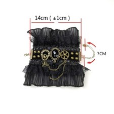 Steampunk Fingerless Lace Gloves Wrist Cuffs Ruffled Mesh Wristband Bracelet