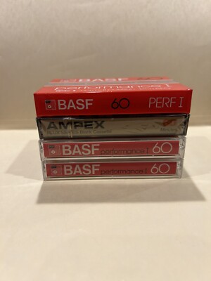 Blank BASF Audio Cassette Tapes Performance I & AMPEX 60 Plus