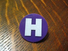 Letter "H" Initial Monogram Vintage Lapel Pin - Purple And White Name Badge