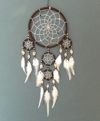 DREAMCATCHER ローブ Dream Catcher Apache Warrior Indian Brown Bead Shell Traditional