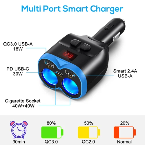 Dual USB Car Cigarette Lighter Socket Splitter Power Adapter Charger Outlet 12V - Picture 2 of 7