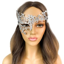 Lace Masquerade Mask for Masquerade Ball Bridal Wedding Prom Mardi Gras Silver