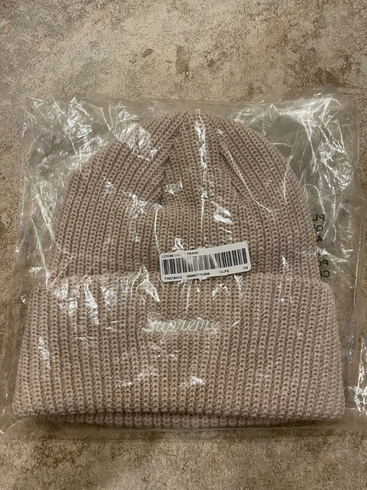 SUPREME FW21 BONNET LOOSE GAUGE TAUPE AUTHENTIQUE NEUF EN MAIN !
