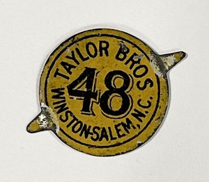 Taylor Bros  “48 “ Yellow And Black Tobacco Tag