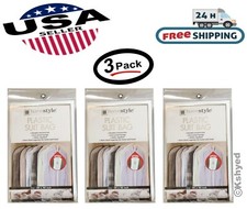 Suit Bag Garment Travel Dress Storage Full Zipper Cover - Frosted Clear 3 Pack 