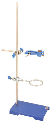 Eisco Premium Lab Metalware Set - Support Stand, Rod, Clamp and Retort Ring
