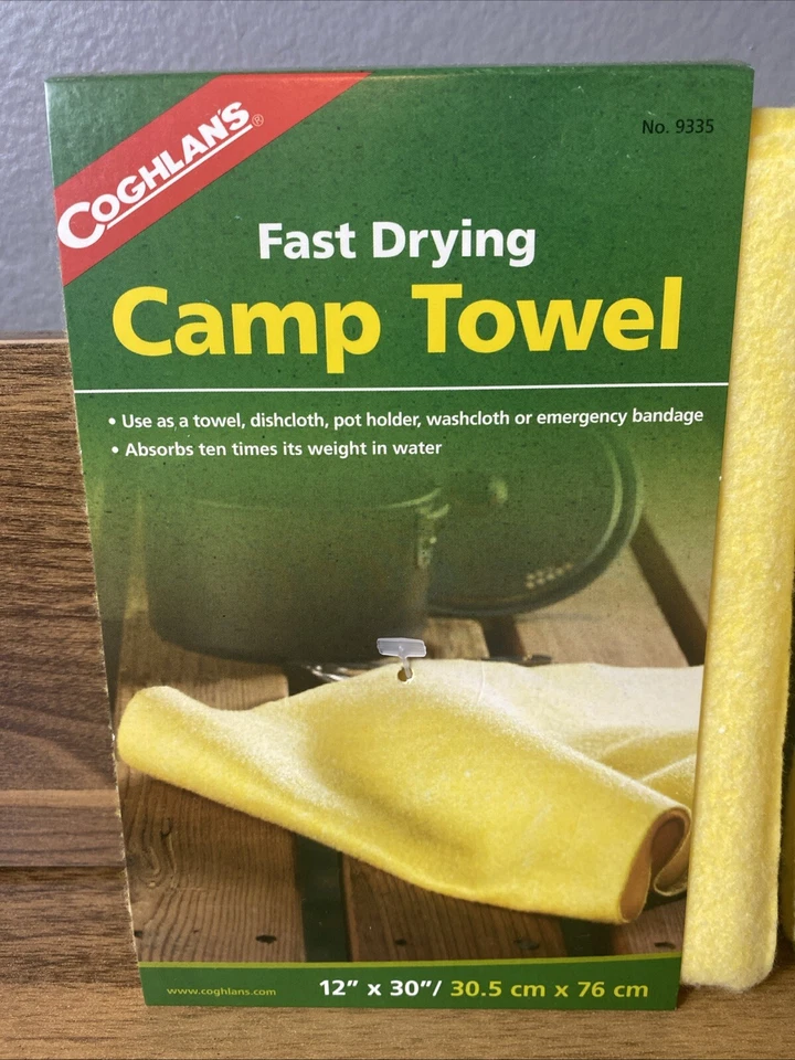 TOALLA DE CAMPAMENTO, SECADO RÁPIDO, 12" X 30", BONITO AMARILLO SUAVE, COGHLAN'S Juego de (2) Foto 3 de 3