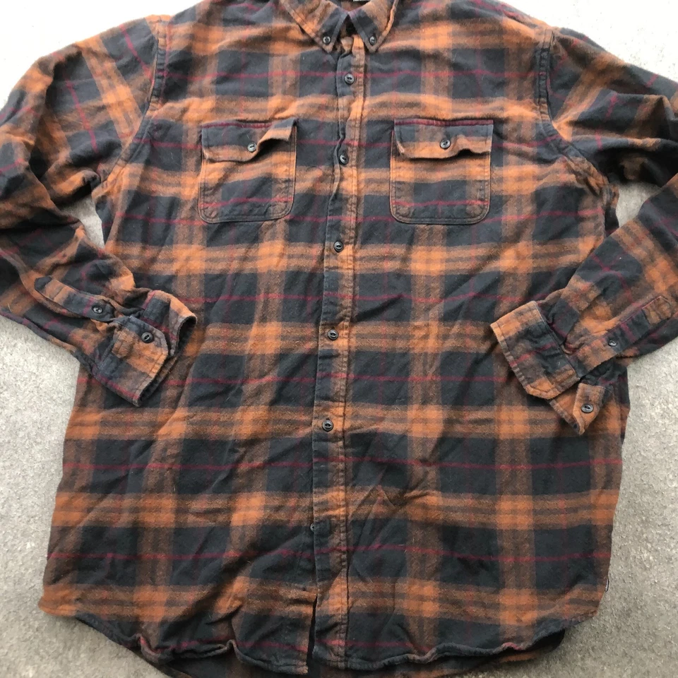 Ezekiel Flannel Shirt Men 2XL Brown Check Plaid Long Sleeve Button Up Hiking - Image 3 of 4