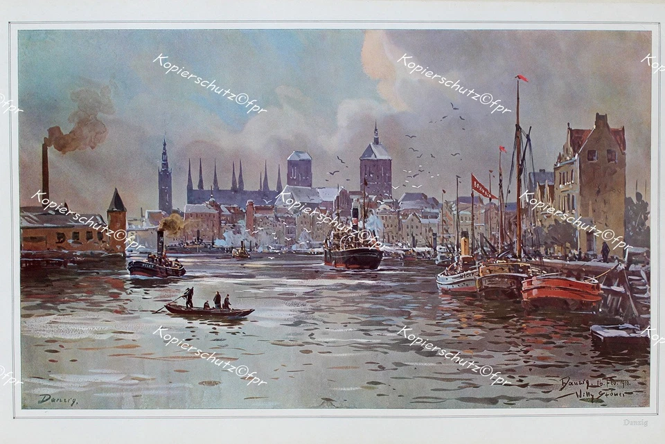 Wil. Stöwer Danzig Gdansk Gdingen Gdynia Hanse Ostsee Pommern Hafen Marienkirche - Bild 1 von 1