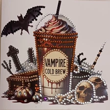 Finished Halloween Vampire Drink Diamond Art Greeting Card with Envelope
