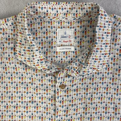 Johnnie-O Shirt Mens 2XL White 5 O Clock Somewhere Linen Cocktail Camp