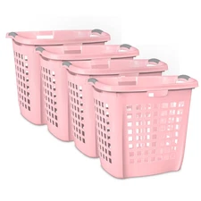 Sterilite Ultra Easy Carry Laundry Basket, 2.1 Bushel, Plastic, Pink, 4 Pack