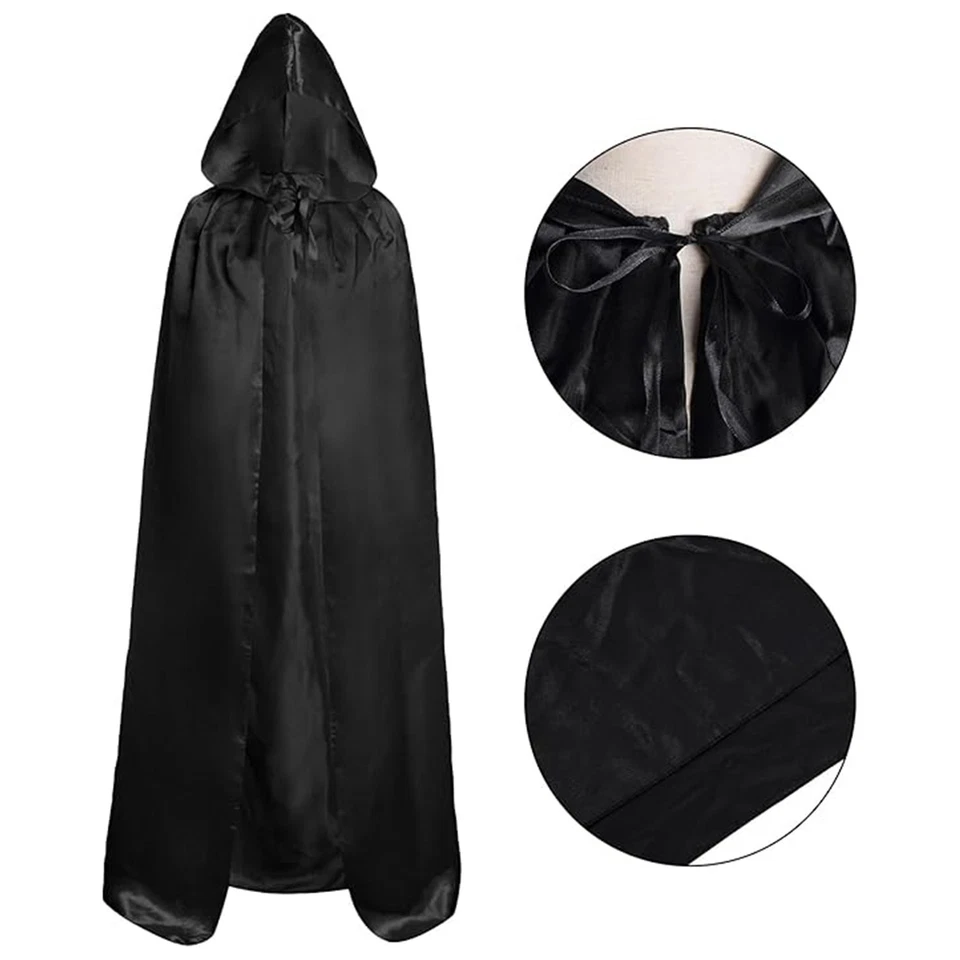 Capa con Capucha Halloween Mago Capa con Capucha Largo Completo Bata Juego de Rol Disfraz Foto 3 de 4