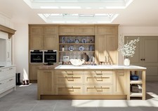 Shaker Solid Oak Kitchen - L-Shape Solid Oak Doors 6 Units Bespoke Farmhouse