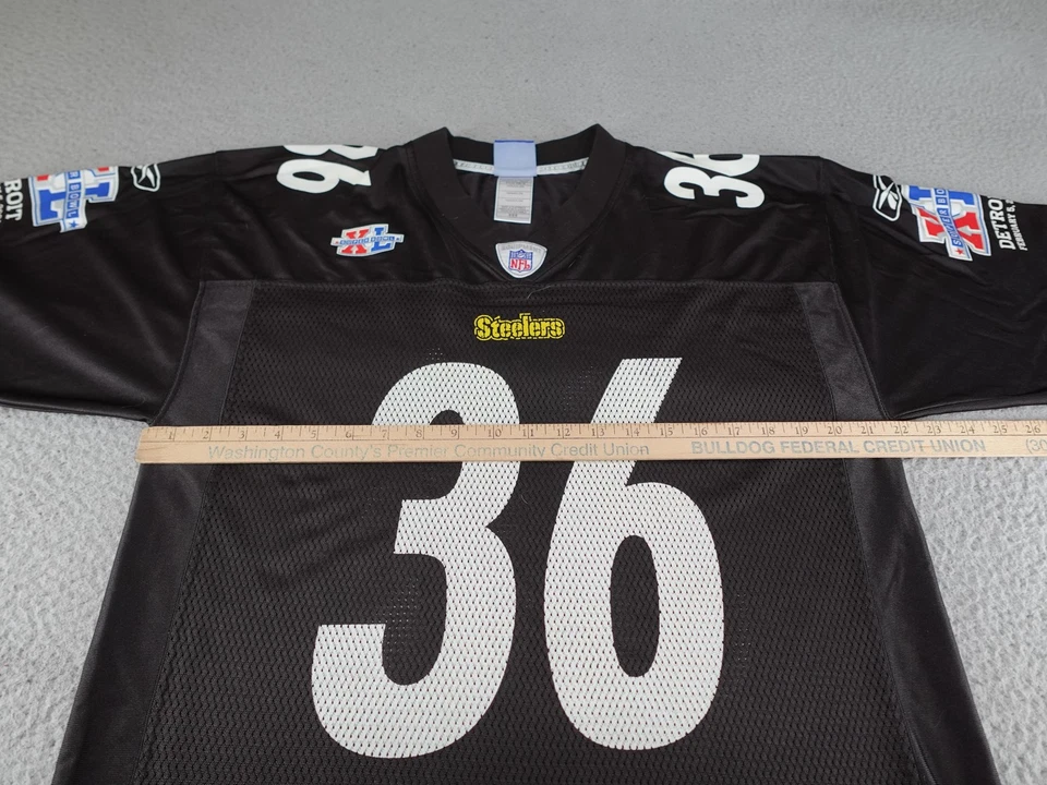 Camiseta deportiva para hombre Pittsburgh Steelers Jerome Bettis mediana negra Super Bowl XL Reebok Foto 4 de 4