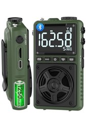 Bluetooth AM FM Shortwave Radio with NOAA Weather Alert,1250mAh Green