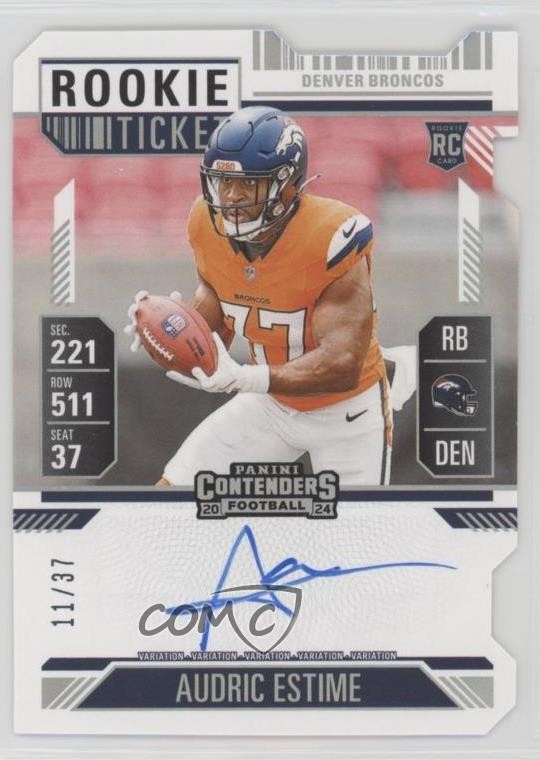 2024 Contenders Rookie RPS Variation Ticket Stub /37 Audric Estime Auto 0m89