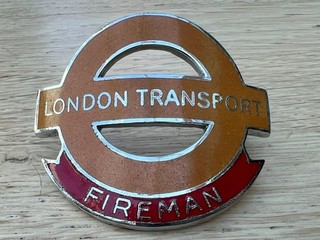 Rare Vintage Enamel London Transport Fireman Badge By Firmin of Birmingham