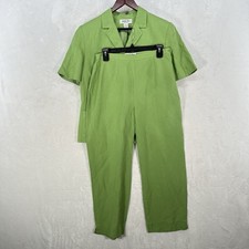 Vintage Judith Hart Pants Set Womens 12 Jacket Linen Blend Lime Green Maximal