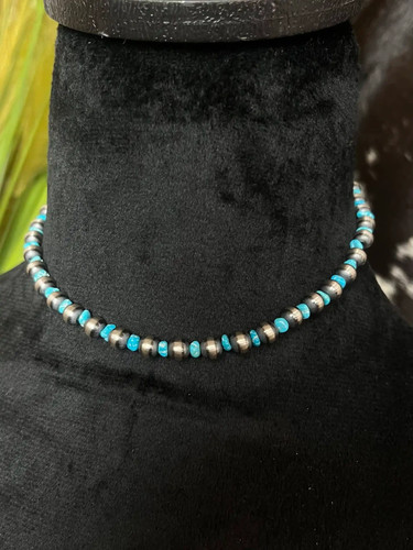 Chaco Canyon Navajo Pearl & Turquoise 16 inch Necklace HSn