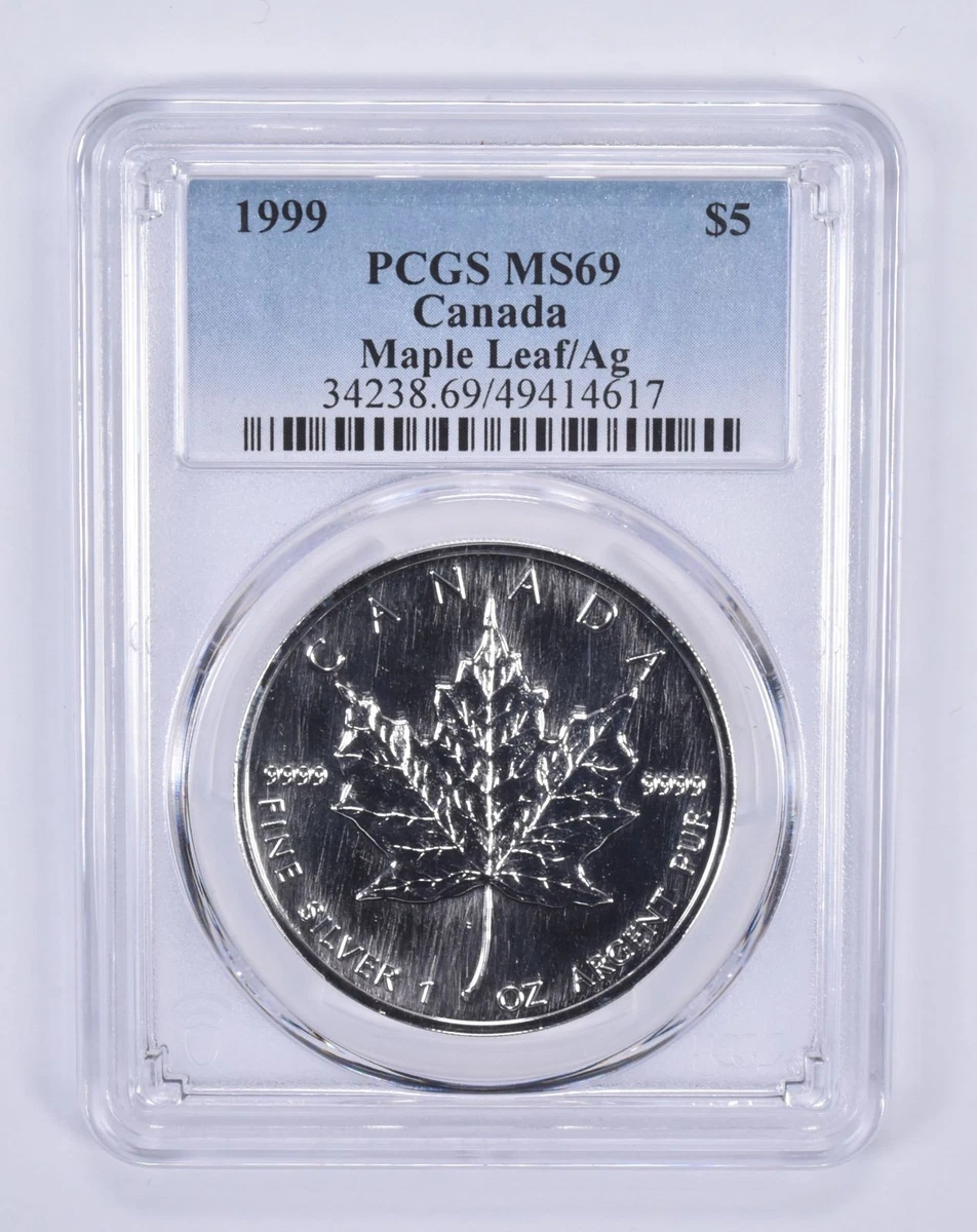 Canadian Maple Leaf MS 69 PCGS Certified Silver Bullion Coins for