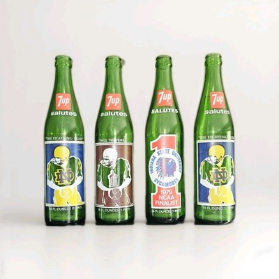 Souvenir Vintage Bottle Lot, 7up Salutes 4 Bottles Great Condition 