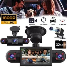 Dash Cam 4 Channel 360  Front Rear Inside DashCam, HD 1080P Car Camera 32GB