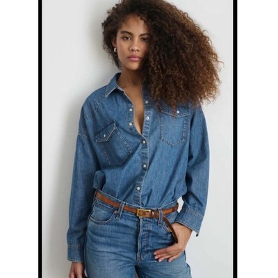 Alex Mill NEW WITH TAGS Sante Fe Denim Shirt Large Oversized wester equestrian
