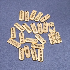 24pc Word Tag Pendant Charms Antique Gold Blessed Faith Hope Love DIY Jewelry